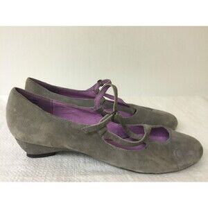 JEFFREY CAMPBELL "Mali" buckle women's shoes, round toe, suede gray  size 9.5M